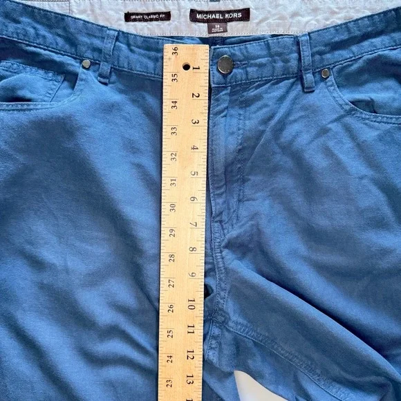 Michael Kors Grant Classic Fit Mens Blue Twill Pants Size 38 Straight Leg Used - Picture 5 of 8